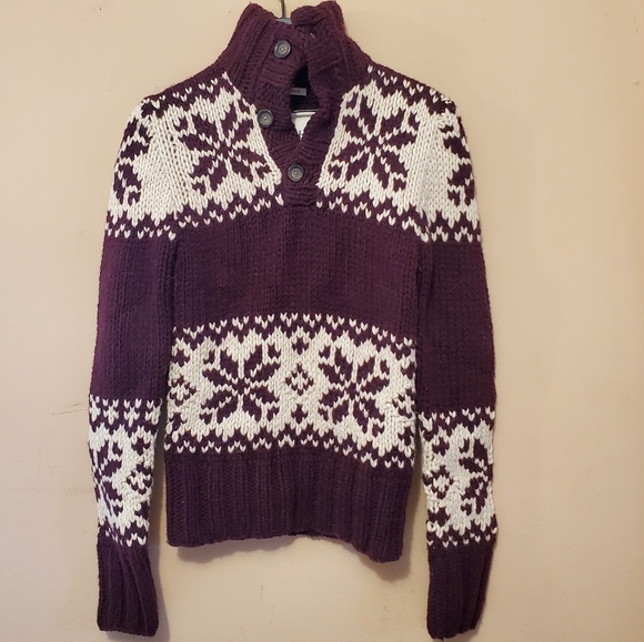 Abercrombie Nordic Wool-blend Sweater - maroon & natural,All Products : American Fashion Style Bags On Sale